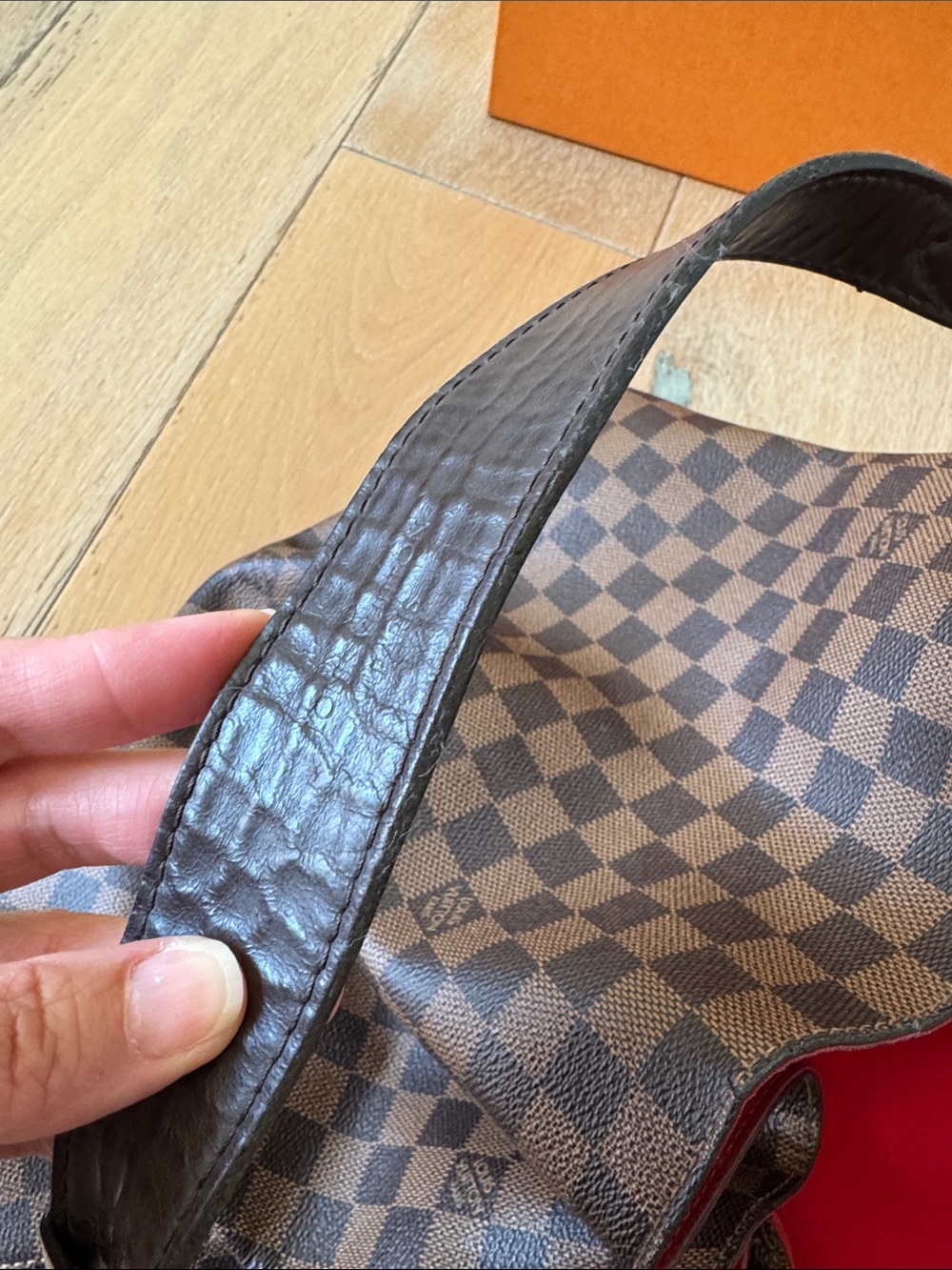 Louis Vuitton Graceful MM Damier Ebene Hobo Bag Red Interior w Box - Picture 10 of 14